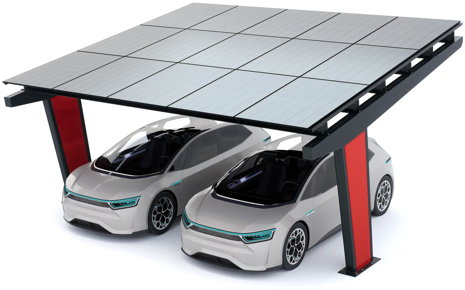 Fémszerkezetű kocsibeálló fotovoltaikus panelekkel, 2 hely, 11-es modell